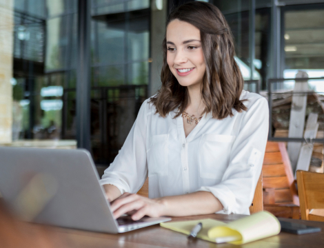 Business student working with her laptop image