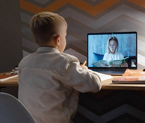 Boy in a virtual class