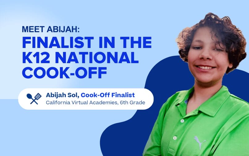 Abijah, a young student chef, smiling proudly.