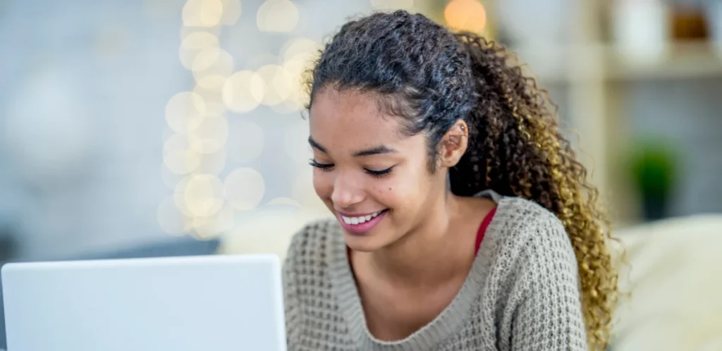 Student attending to an online class