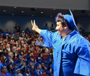Graduated stuent at his graduation ceremony